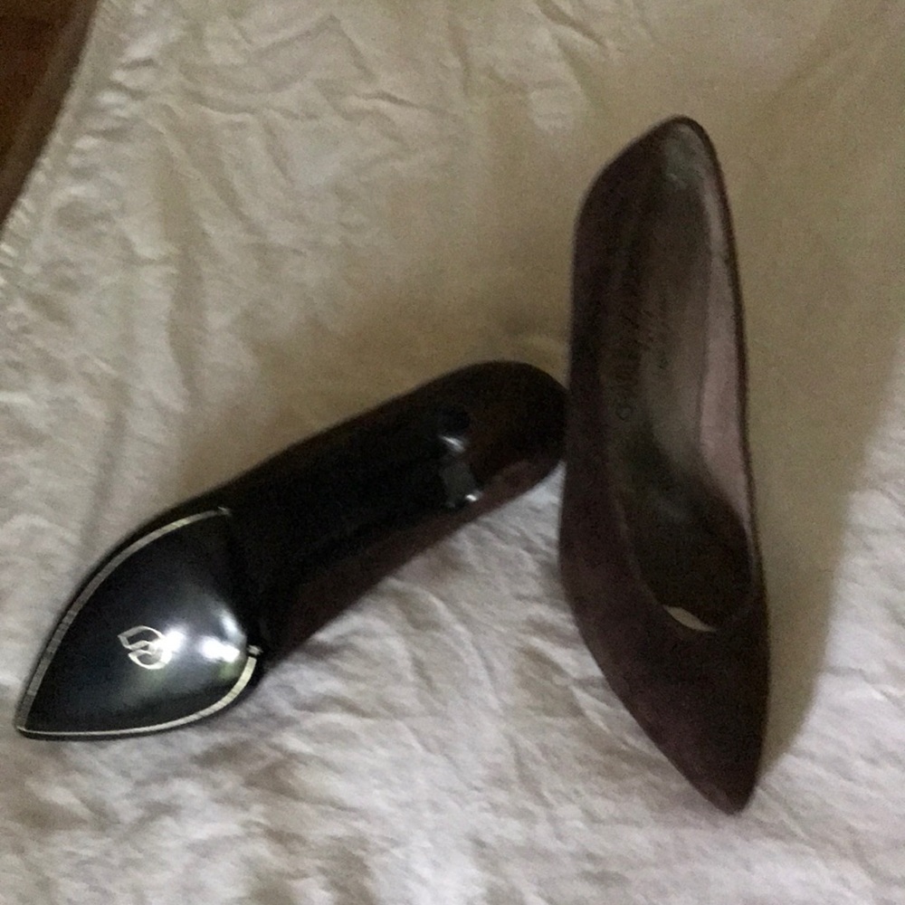 Charles Jourdan brown Swede heels.